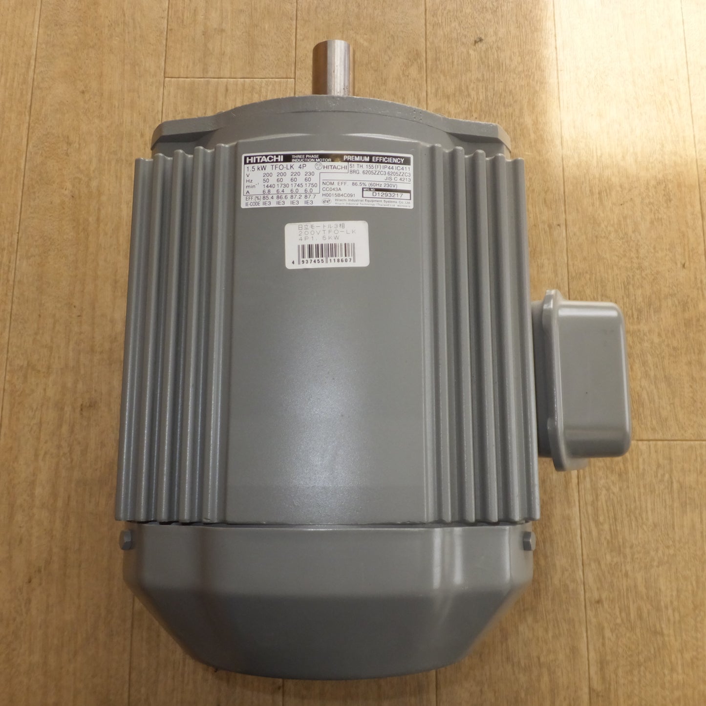 [送料無料]未使用★日立 HITACHI モートル 3相 TFO-LK　4P 1.5kW 200V 50/60Hz　トップランナーモータ★