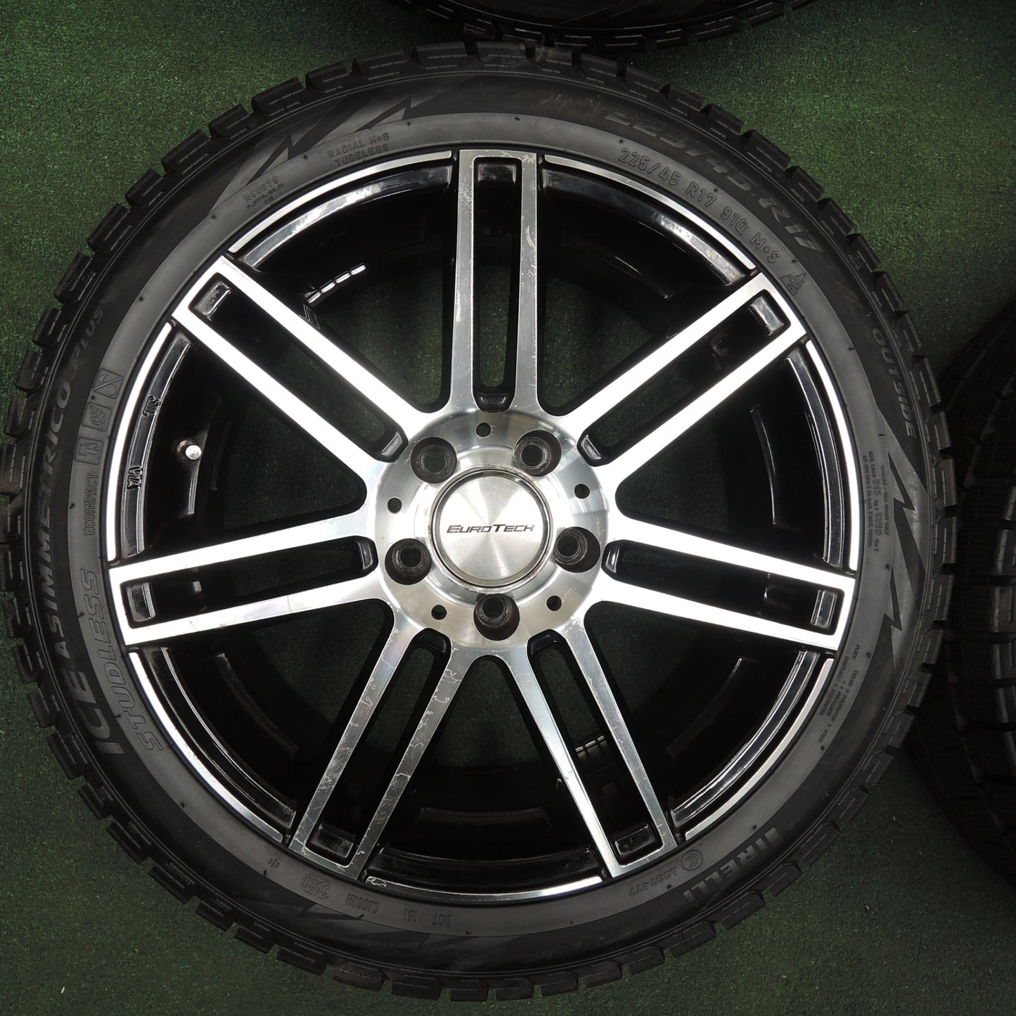 *送料無料* バリ溝！20年！ほぼ10分★ベンツ 等 EUROTECH 225/45R17 スタッドレス ピレリ アイスアシンメトリコ ユーロテック 17インチ PCD112/5H★4030506TNス