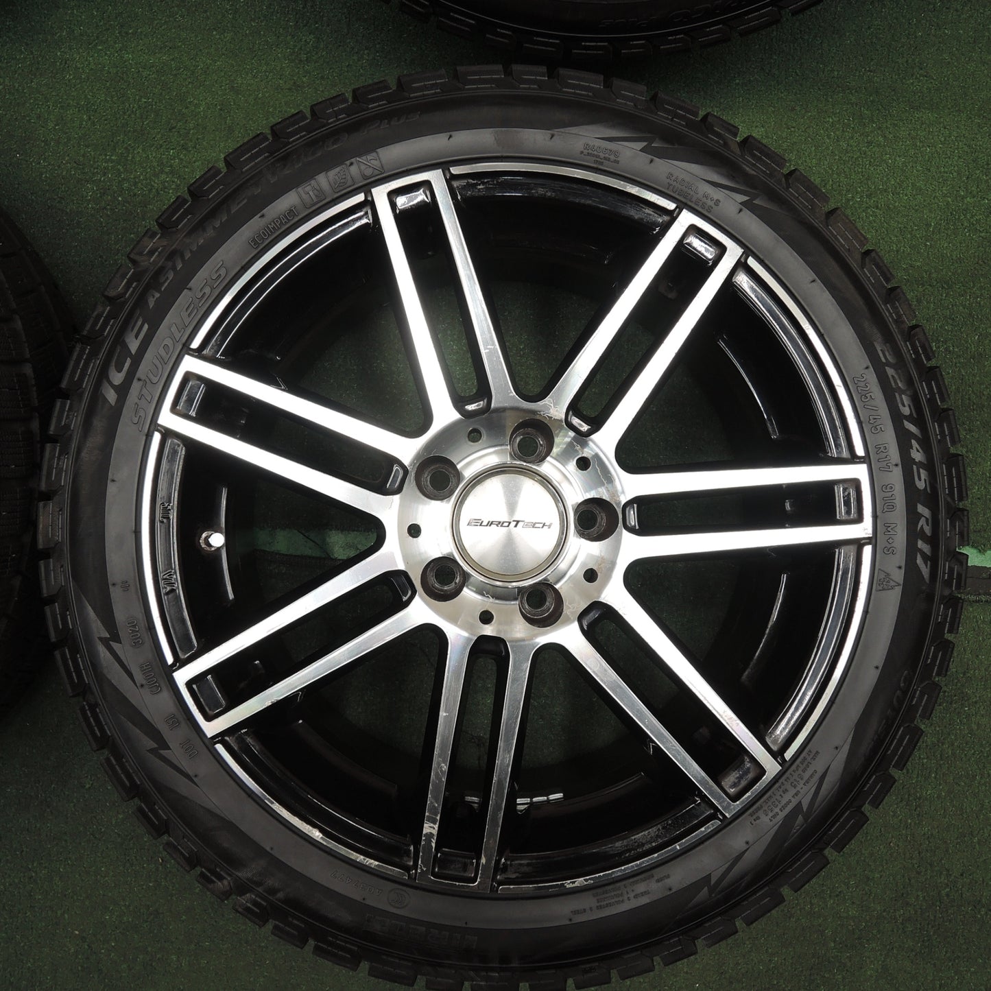 *送料無料* バリ溝！20年！ほぼ10分★ベンツ 等 EUROTECH 225/45R17 スタッドレス ピレリ アイスアシンメトリコ ユーロテック 17インチ PCD112/5H★4030506TNス