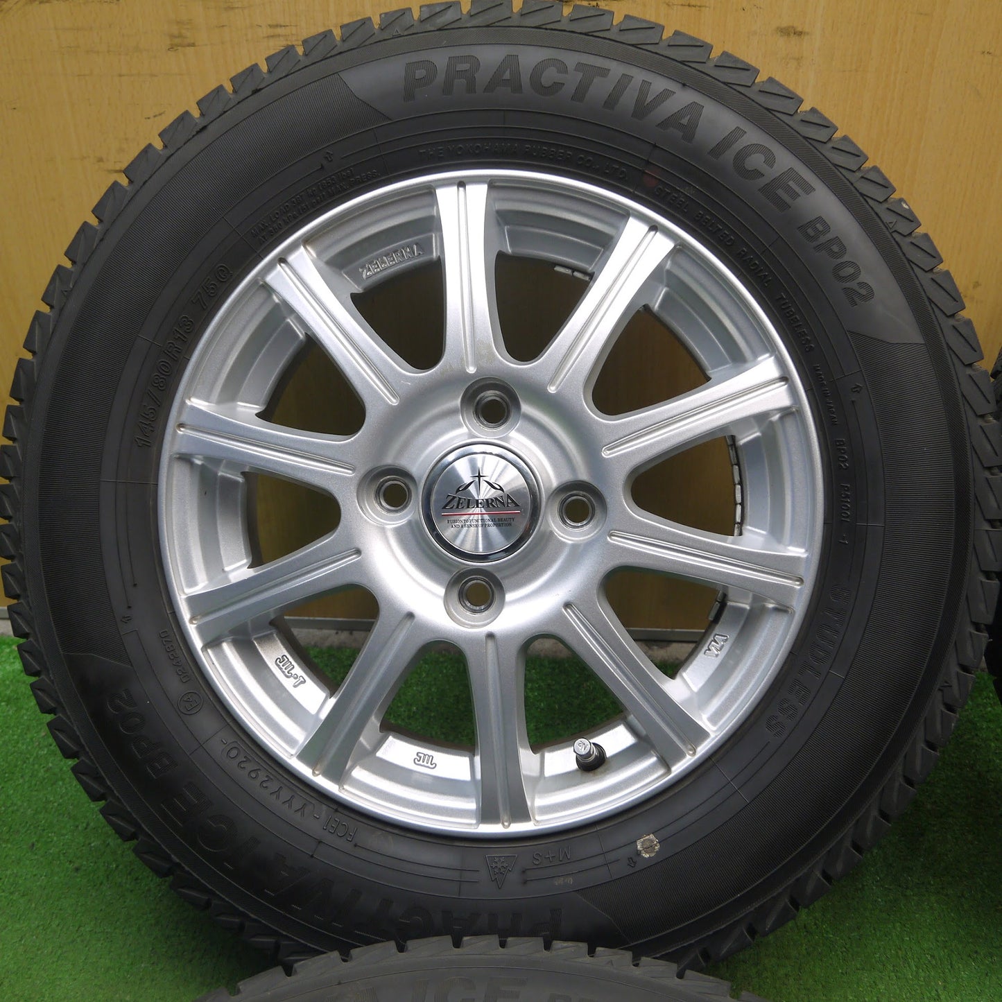 [送料無料]バリ溝！20年！キレイ！9分★スタッドレス 145/80R13 プラクティバ アイス BP02 ZELERNA 社外 アルミ 13インチ PCD100/4H★3090201KAス