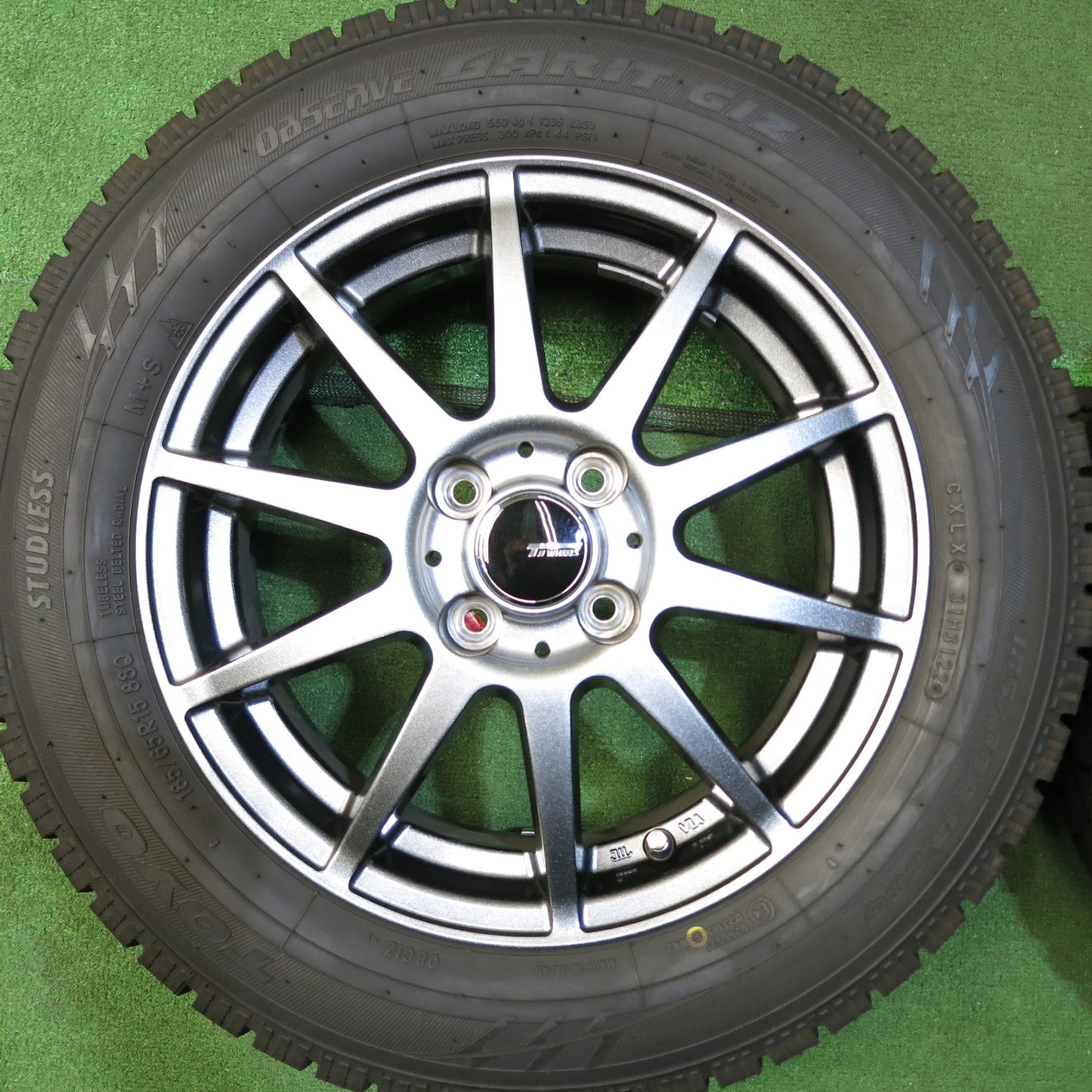 [送料無料]超バリ溝！22年！ほぼ10分★スタッドレス 185/65R15 トーヨー オブザーブ ガリット GIZ Ti WHEELS 15インチ PCD100/4H★3041705Hス