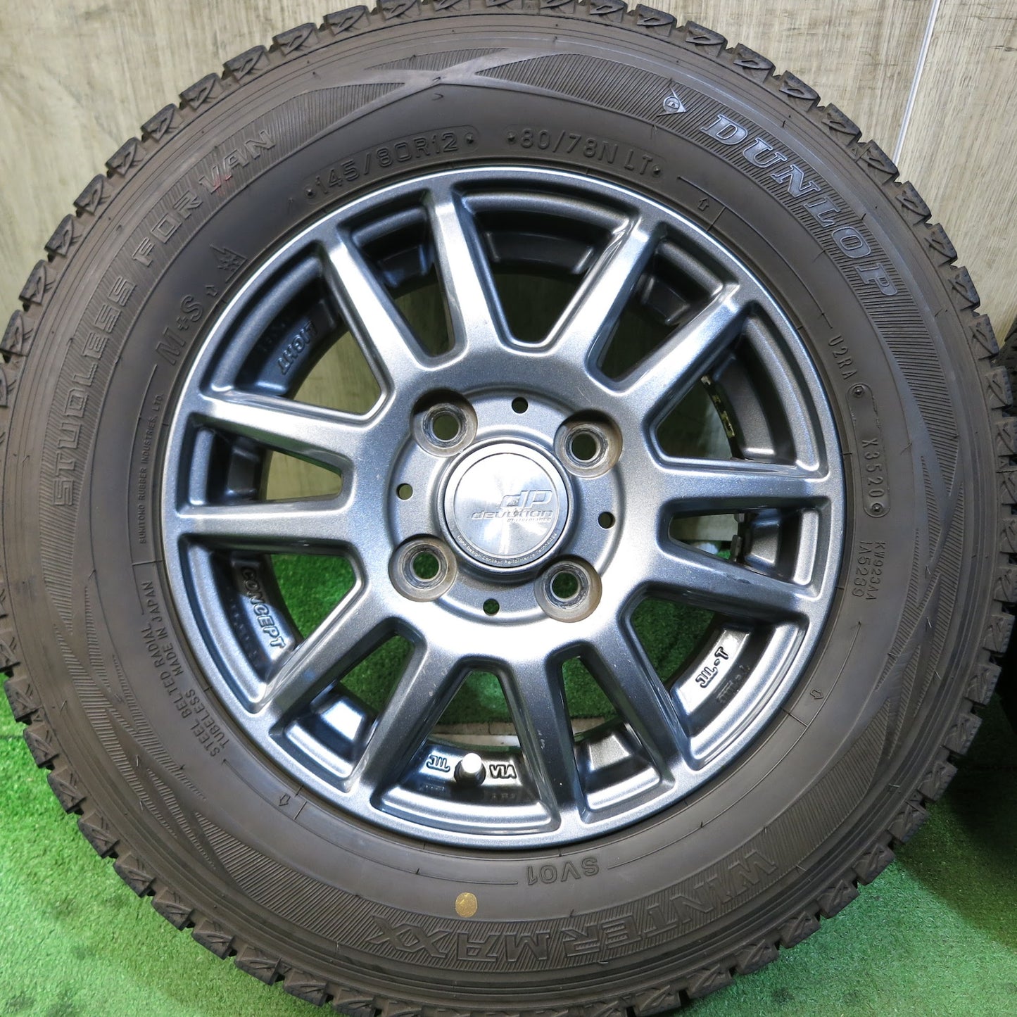 [送料無料]バリ溝！20年！9.5分★スタッドレス 145/80R12 80/78N ダンロップ ウインターマックス SV01 dP devotion 共豊 デボーション PCD100/4H★3052612Hス
