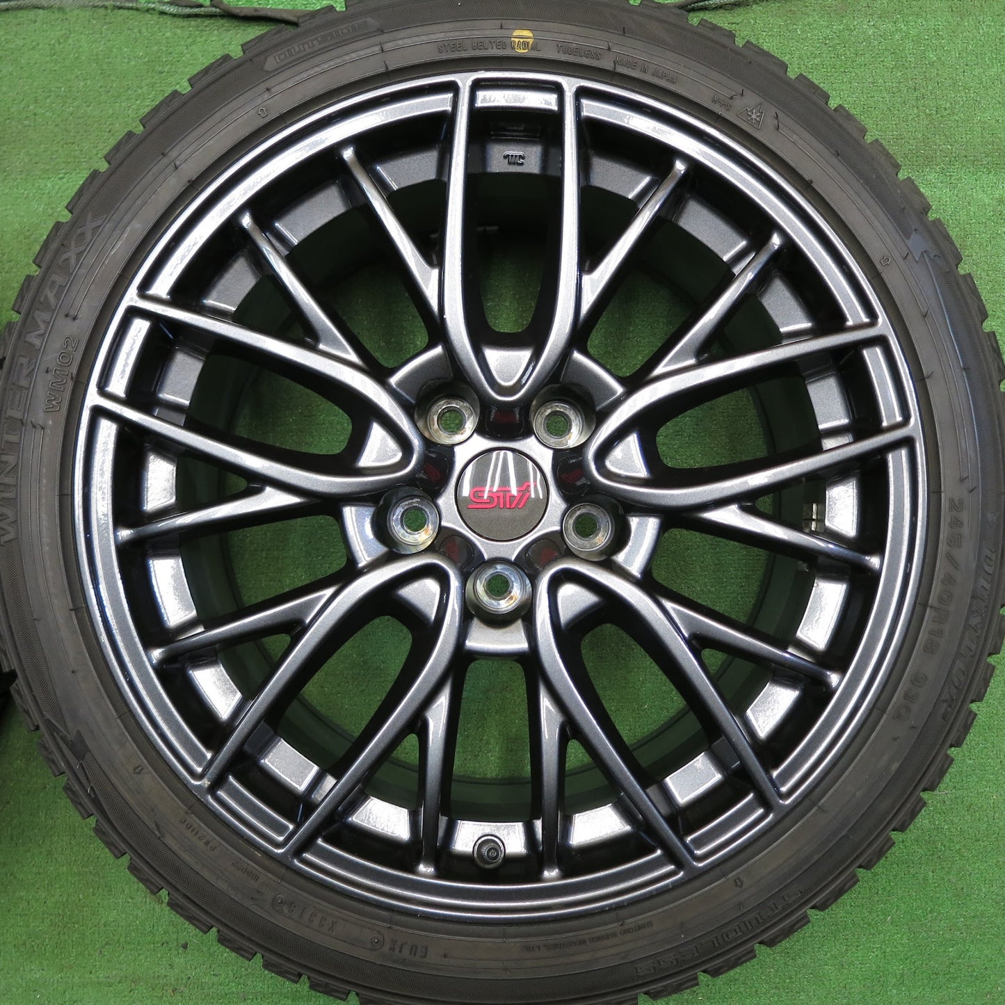 [送料無料]バリ溝！9.5分★スバル WRX STI 純正 245/40R18 スタッドレス ダンロップ ウインターマックス WM02 18インチ PCD114.3/5H★3060606Hス