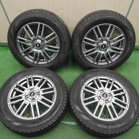*送料無料*バリ溝！20年！キレイ！9.5分★スタッドレス 185/65R15 ピレリ アイスアシンメトリコ プラス Tirado ティラード 15インチ PCD100/4H★3120303HAス