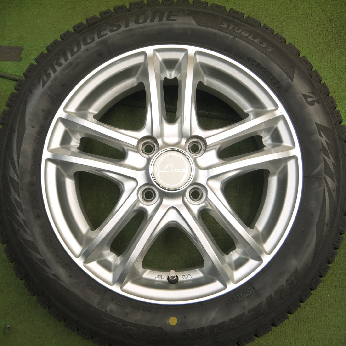 *送料無料* バリ溝！22年！キレイ！ほぼ10分★スタッドレス 155/65R14 ブリヂストン ブリザック VRX2 Linz 社外 アルミ 14インチ PCD100/4H★4021613Hス