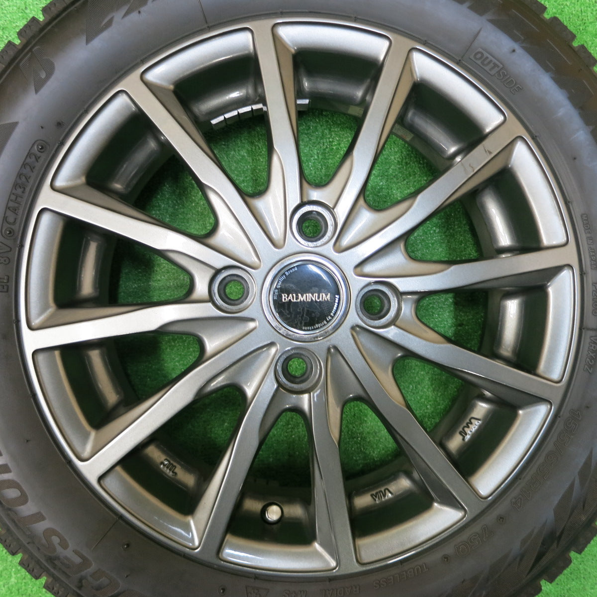 *送料無料*バリ溝！22年！キレイ！8.5分★スタッドレス 155/65R14 ブリヂストン ブリザック VRX2 BALMINUM バルミナ 14インチ PCD100/4H★3111806イス