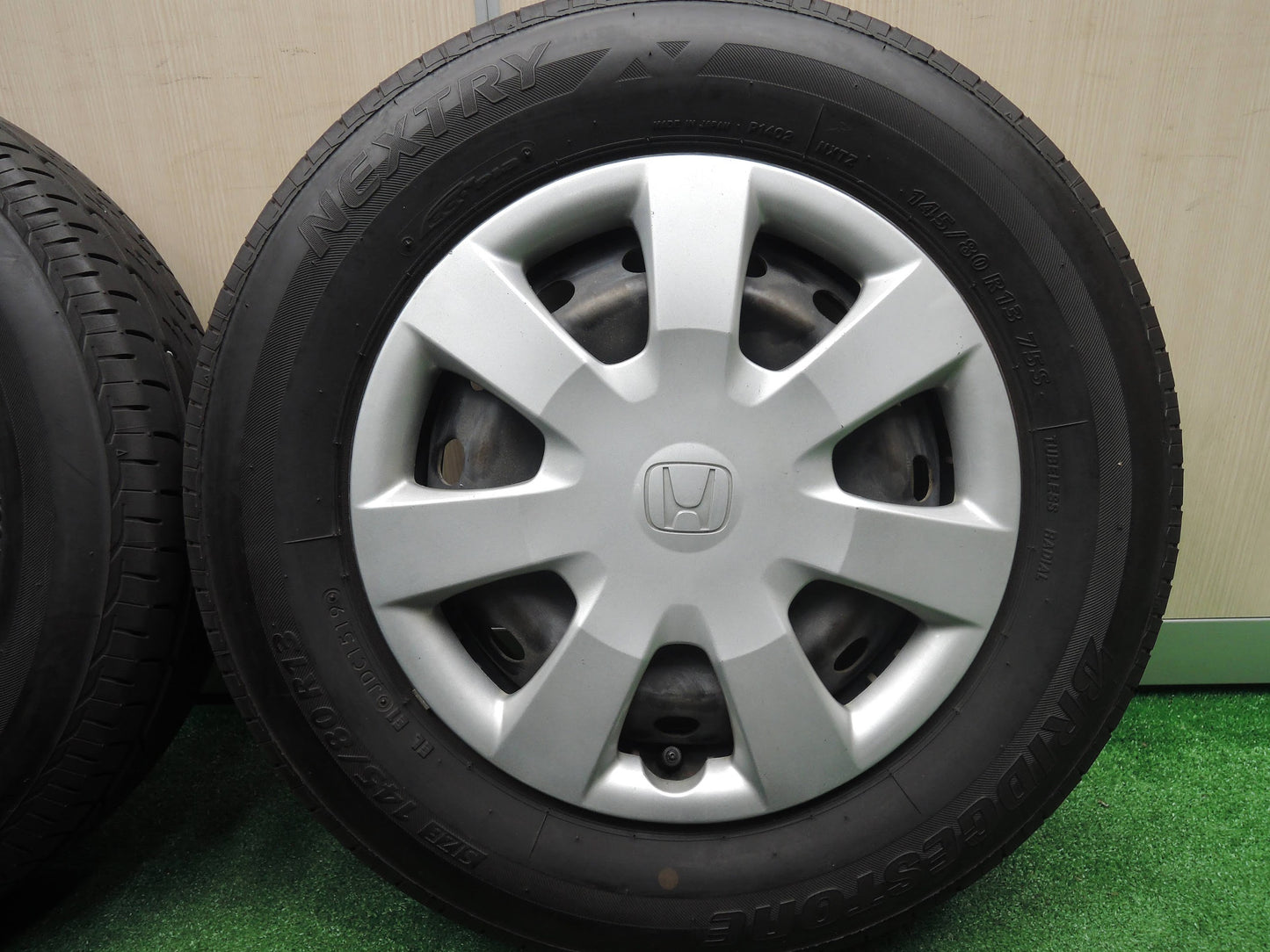 [送料無料]バリ溝！19年！ほぼ10分★ホンダ N-BOX 純正 スチール 145/80R13 ブリヂストン ネクストリー エコピア 13インチ PCD100/4H★3110301HAノ