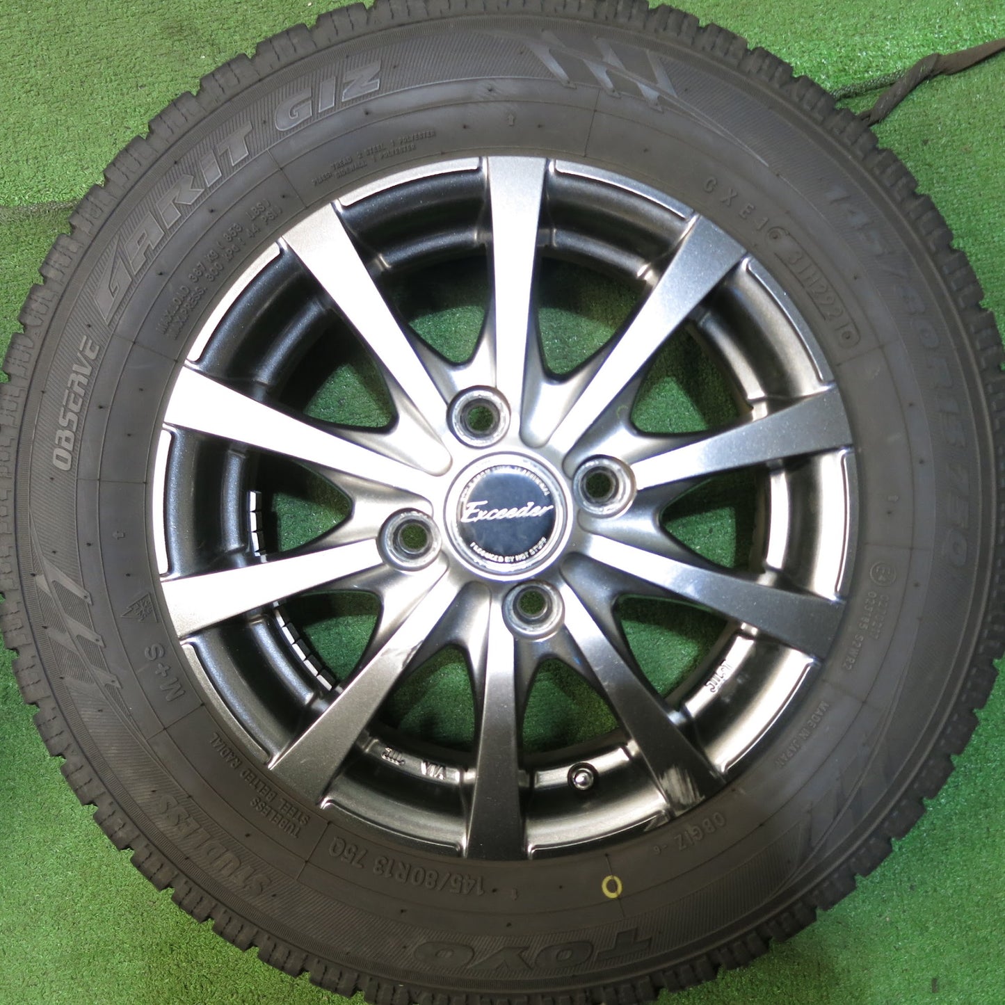 [送料無料]バリ溝！21年！9.5分以上★スタッドレス 145/80R13 トーヨー オブザーブ ガリット GIZ Exceeder エクシーダー 13インチ PCD100/4H★3041401Hス