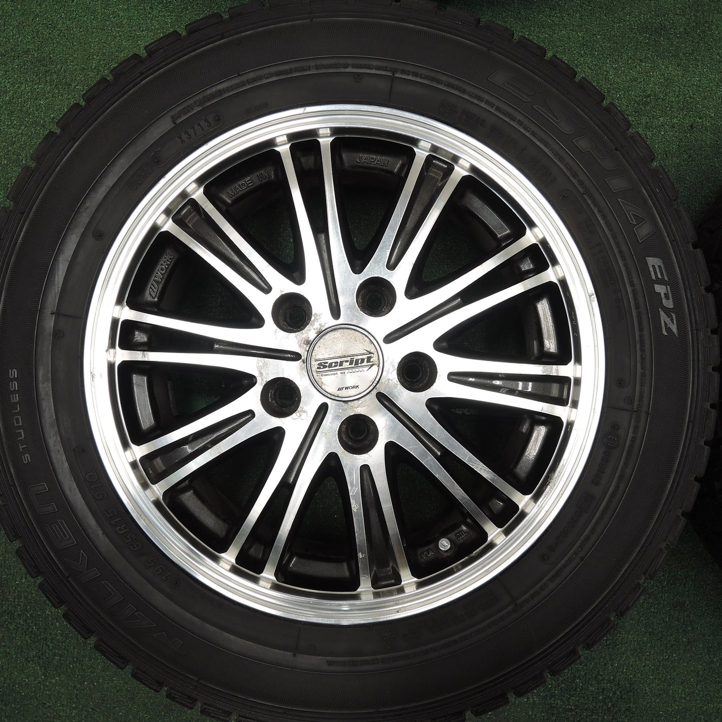 [送料無料]バリ溝！9.5分★WORK Script STEEZ STZ-SCRIPTT02/N 195/65R15 スタッドレス ファルケン エスピア EPZ 15インチ PCD114.3/5H ワーク★3112107TNス