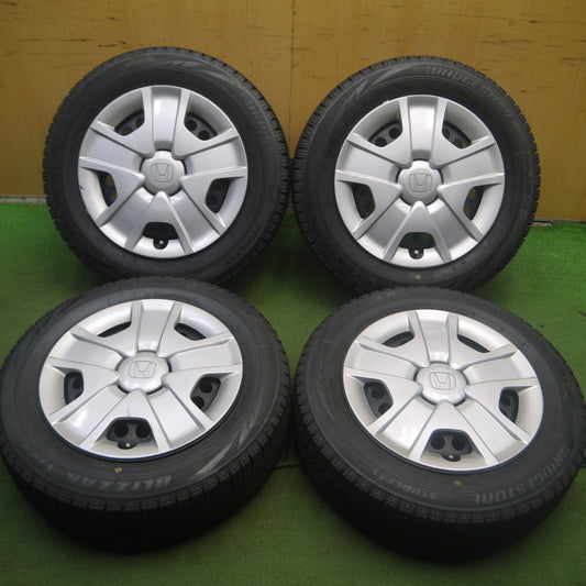 *送料無料* バリ溝!9分★ホンダ フィット 純正 スチール 175/65R15 スタッドレス ブリヂストン ブリザック VRX 15インチ PCD100/4H★4021902Hス