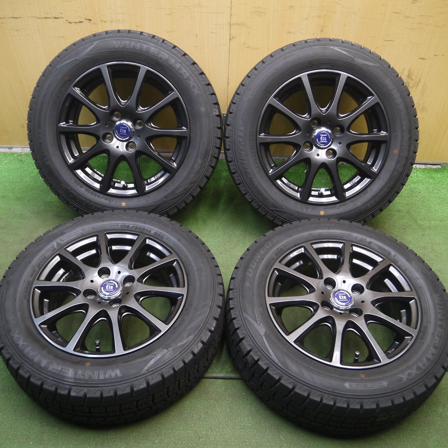 *送料無料*バリ溝！21年！キレイ！ほぼ10分★スタッドレス 175/65R14 ダンロップ ウインターマックス WM02 TIRADO Eta LA STRADA 14インチ PCD100/4H★4011001Hス