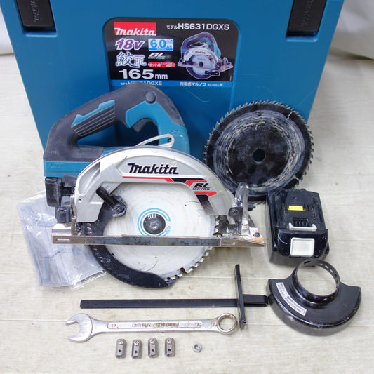 [送料無料] ◆makita マキタ 165mm 充電式マルノコ HS631D 18V BL1860B バッテリー2個付き 切断機 丸のこ 電動工具◆