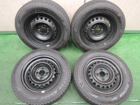 *送料無料*バリ溝！22年！ほぼ10分★ホンダ フィット 純正 スチール 175/65R14 スタッドレス ブリヂストン ブリザック VRX3 PCD100/4H★3111102HAス