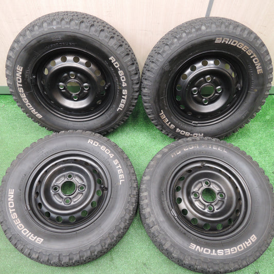 *送料無料*バリ溝!23年!キレイ!9.5分★145R12 6PR ブリヂストン RD-604 STEEL スチール ホイール 12インチ PCD100/4H★3122317HAノ