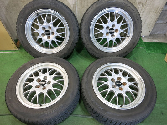 [送料無料]バリ溝！9分★三菱 純正 OP BBS 鍛造 205/60R16 スタッドレス ピレリ アイスコントロール 16インチ PCD100/5H★