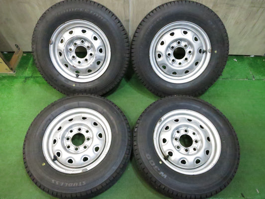 [送料無料]バリ溝！21年！9.5分以上★スタッドレス 145R12 6PR 145/80R12 80/78N ブリヂストン VL1 W300 スチール ホイール PCD100 114.3/4H マルチ★3022201Hス