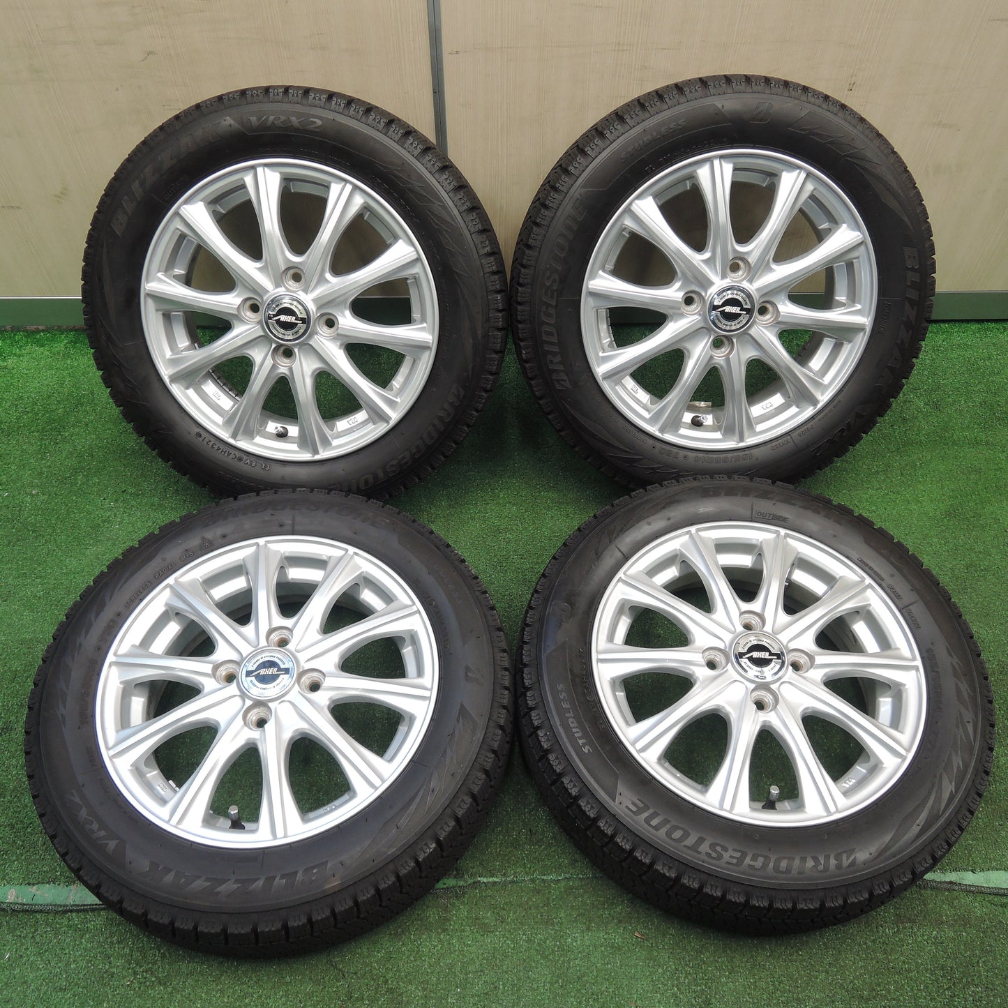 *送料無料*バリ溝！21年！キレイ！9分★スタッドレス 155/65R14 ブリヂストン ブリザック VRX2 AXEL アクセル 14インチ PCD100/4H★3111714NJス