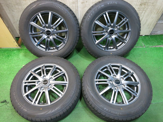 [送料無料]バリ溝！20年！キレイ！9分★スタッドレス 195/65R15 ブリヂストン ブリザック VRX BALMINUM バルミナ 15インチ PCD114.3/5H★2112802Hス