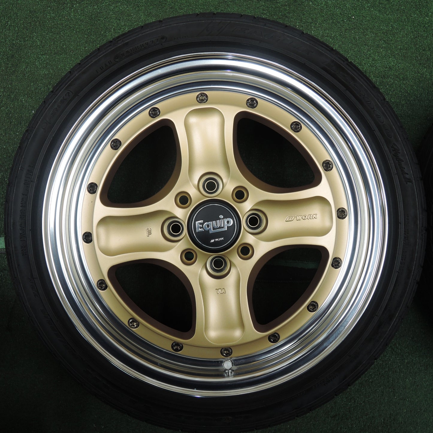*送料無料* バリ溝！22年！キレイ！8.5分★WORK Equip EQ4/N 165/50R15 グッドイヤー イーグル LS2000 hybrid2 ワーク エクイップ PCD100/4H★4021607NJノ