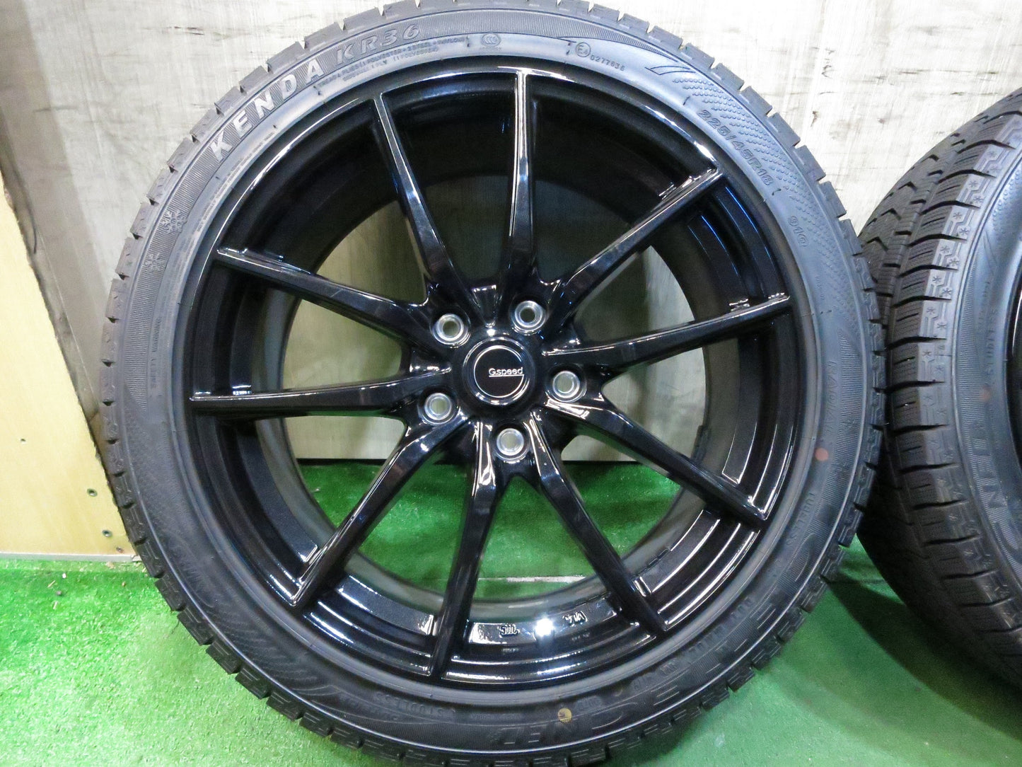 [送料無料]超バリ溝！19年！キレイ！9.5分以上★スタッドレス G.speed 225/45R18 ケンダ KR36 アイステック ネオ G.スピード 18インチ PCD114.3/5H★3022703Hス