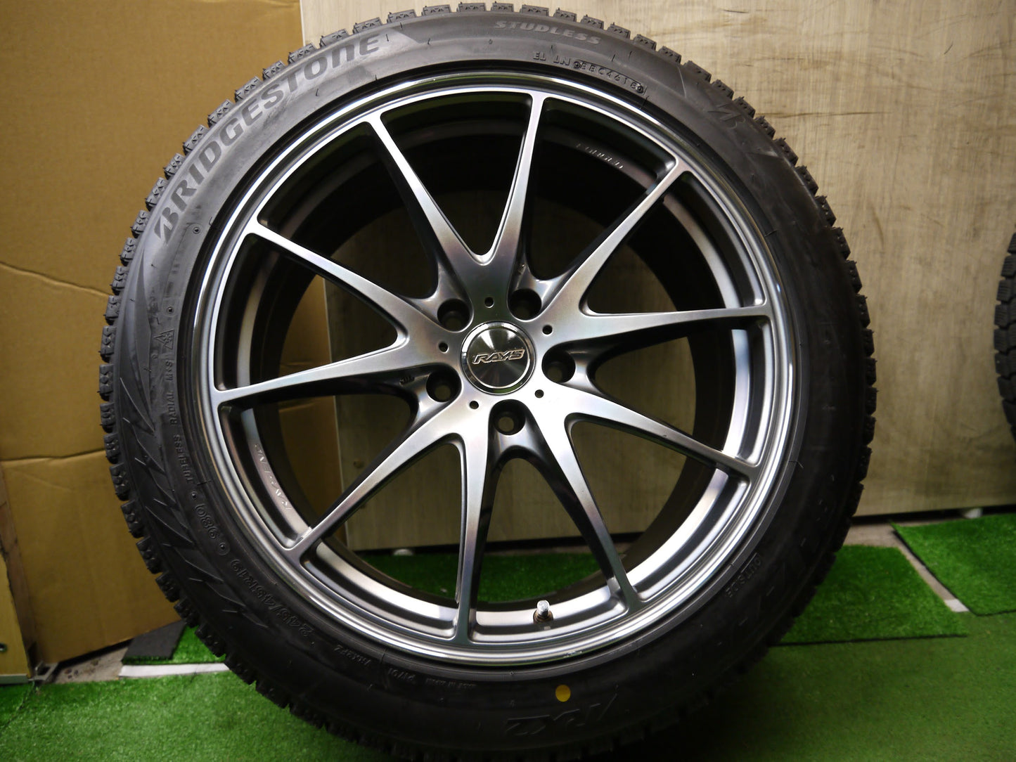 [送料無料]バリ溝！18年！キレイ！9.5分★RAYS VR G25 鍛造 スタッドレス 245/45R19 レイズ ブリヂストン ブリザック VRX2 PCD112/5H★2022606ヤス