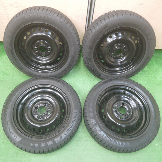 *送料無料*バリ溝！キレイ！8.5分★スタッドレス 155/65R14 コンチネンタル コンチバイキング コンタクト6 スチール ホイール 14インチ PCD100/4H★4011909SYス