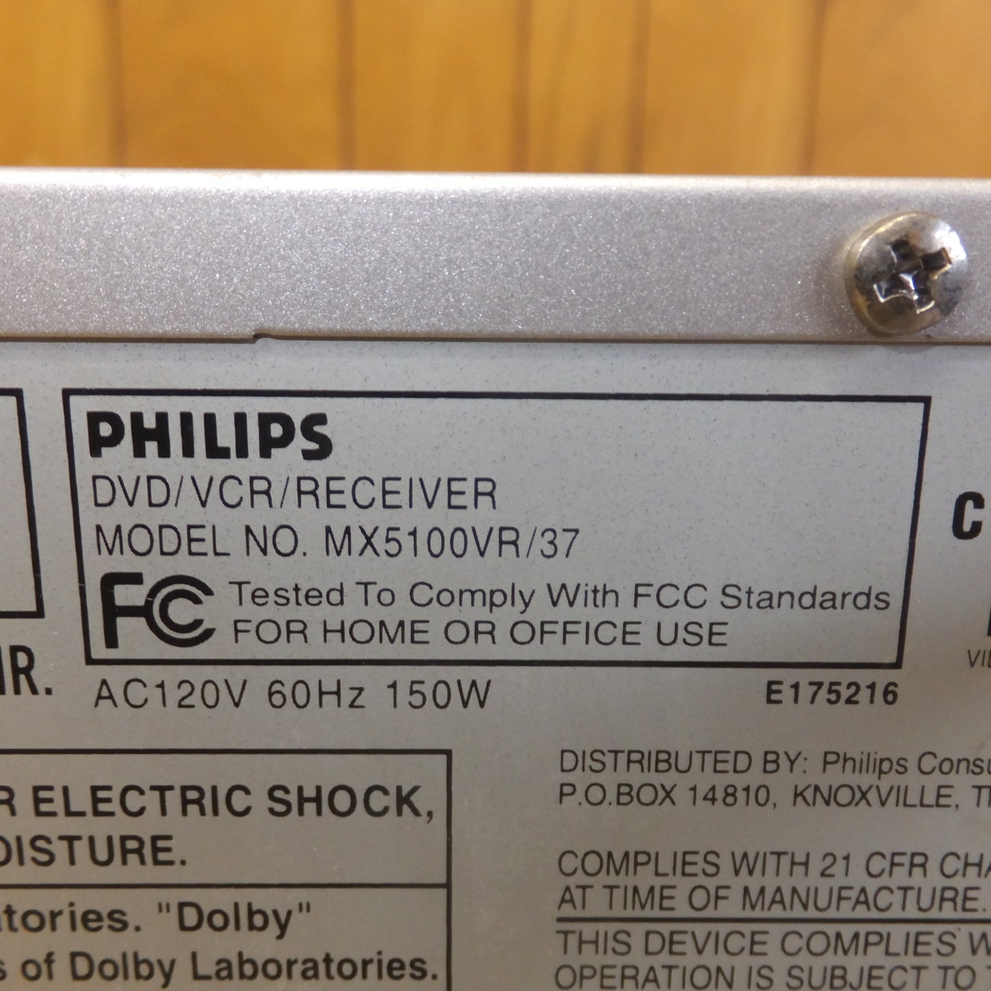 [送料無料]現状品★フィリップス Philips DVD VCR レシーバー MX5100VR/37　AC120V 60Hz　スピーカー 5点　ウーハー　ビデオ UNDER SIEGE2　セット★
