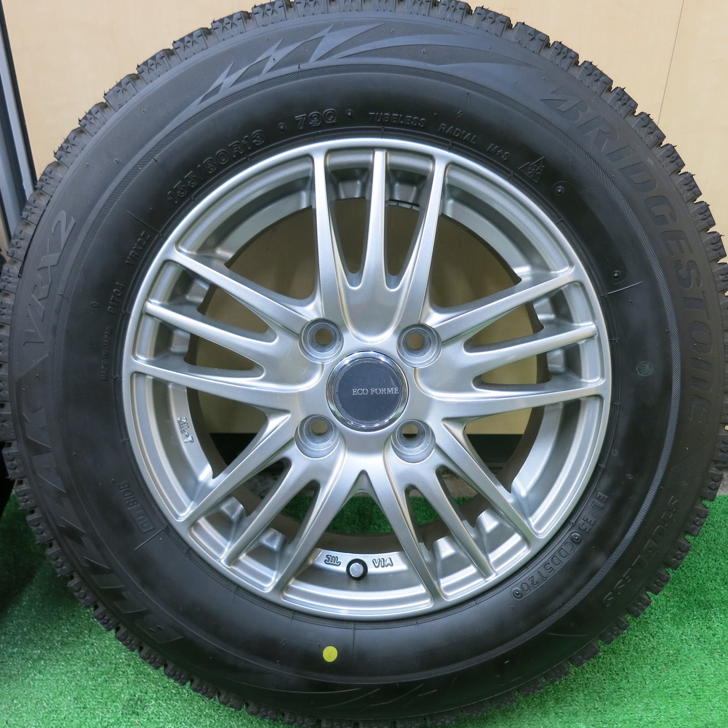 [送料無料]バリ溝！20年！キレイ！ほぼ10分★スタッドレス 155/80R13 ブリヂストン ブリザック VRX2 ECO FORME エコフォルム 13インチ PCD100/4H★3041801ヒス