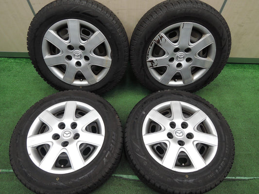 [送料無料]バリ溝！20年！9.5分★マツダ アクセラ 純正 スチール 195/65R15 スタッドレス ハイフライWin-turi212 PCD114.3/5H★3112514HAス