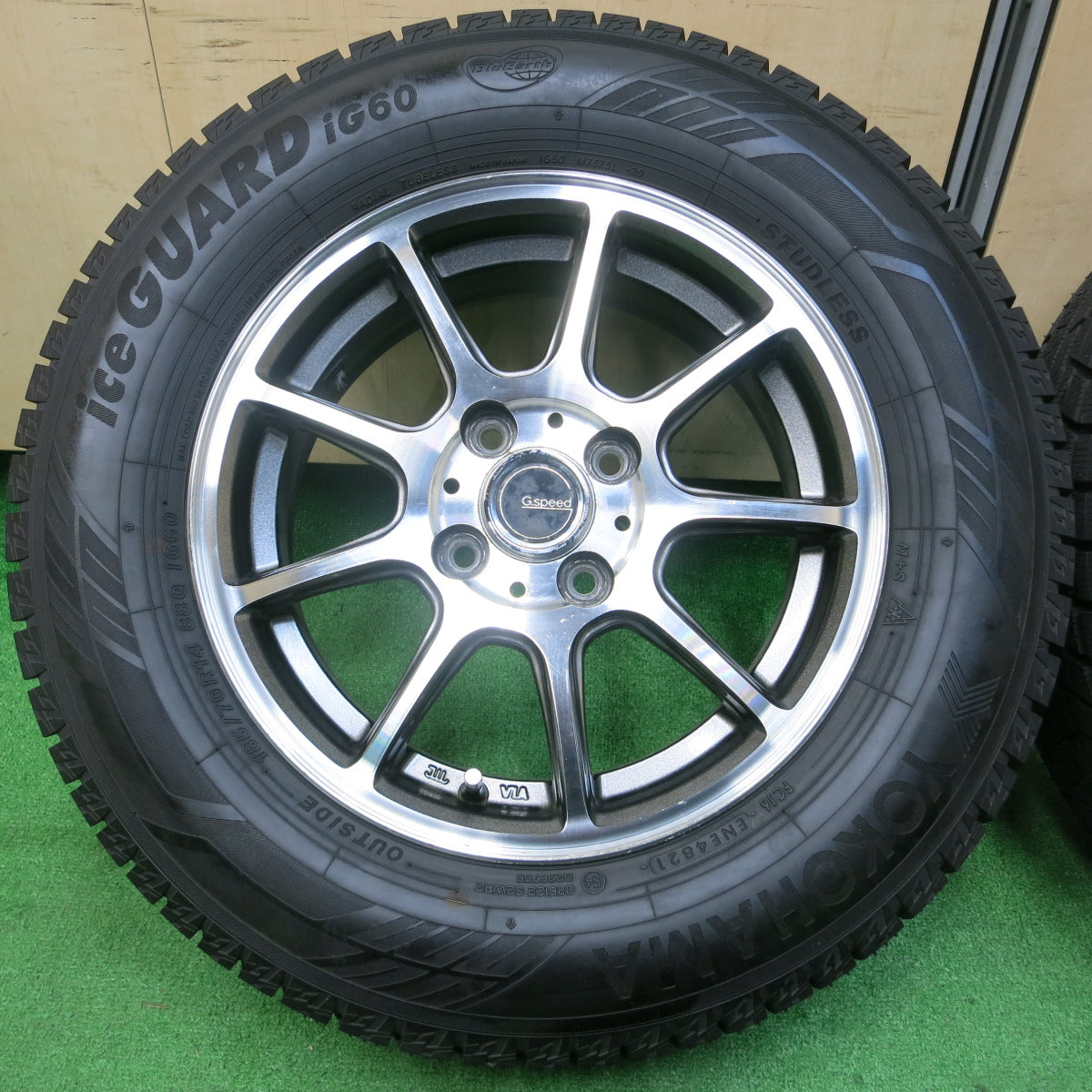 *送料無料*超バリ溝！21年！ほぼ10分★スタッドレス 185/70R14 ヨコハマ アイスガード iG60 G.speed Gスピード 14インチ PCD100/4H★3121207イス