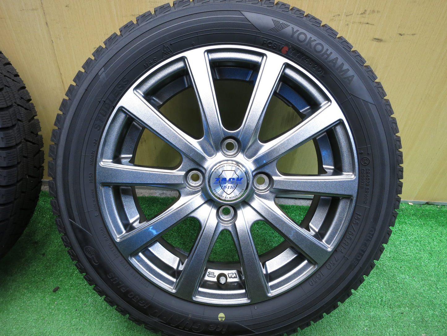 [送料無料]超バリ溝！20年！ほぼ10分★スタッドレス 155/65R14 ヨコハマ アイスガード iG50 プラス ZACK JP-110 MONZA ザック 14インチ PCD100/4H★2111401Hス