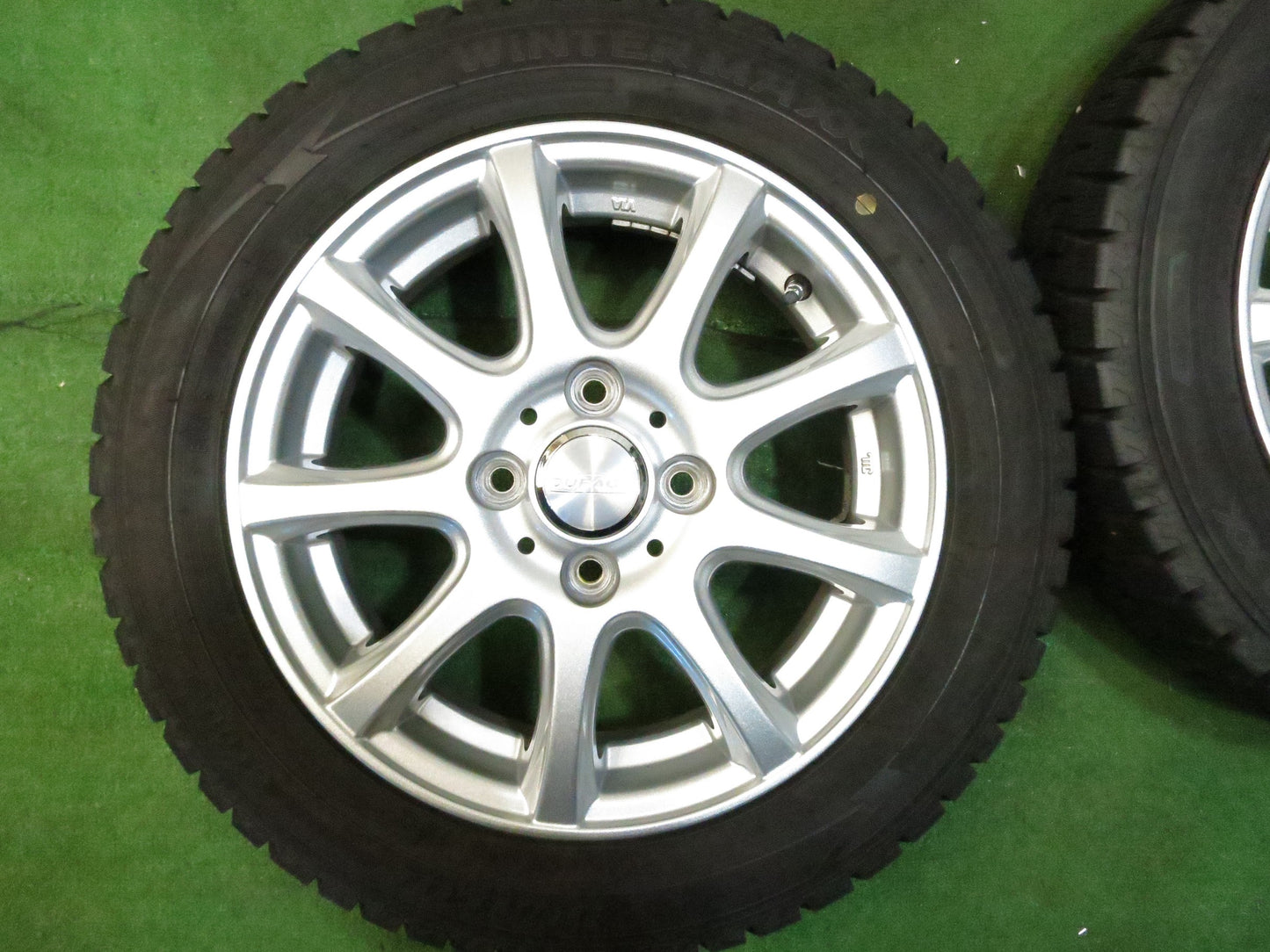 [送料無料]バリ溝！20年！キレイ！ほぼ10分★スタッドレス 155/65R14 ダンロップ ウインターマックス WM02 DUFACT デュファクト 14インチ PCD100/4H★3011606Hス