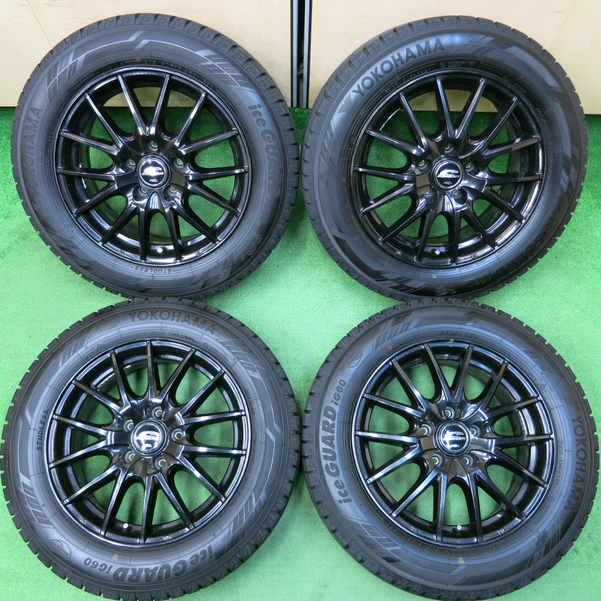 *送料無料*バリ溝！22年！キレイ！ほぼ10分★スタッドレス 205/60R16 ヨコハマ アイスガード iG60 SCHNEIDER MiD シュナイダー 16インチ PCD114.3/5H★4011709イス