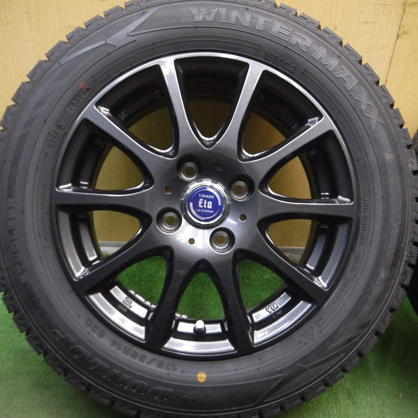 *送料無料*バリ溝！21年！キレイ！ほぼ10分★スタッドレス 175/65R14 ダンロップ ウインターマックス WM02 TIRADO Eta LA STRADA 14インチ PCD100/4H★4011001Hス