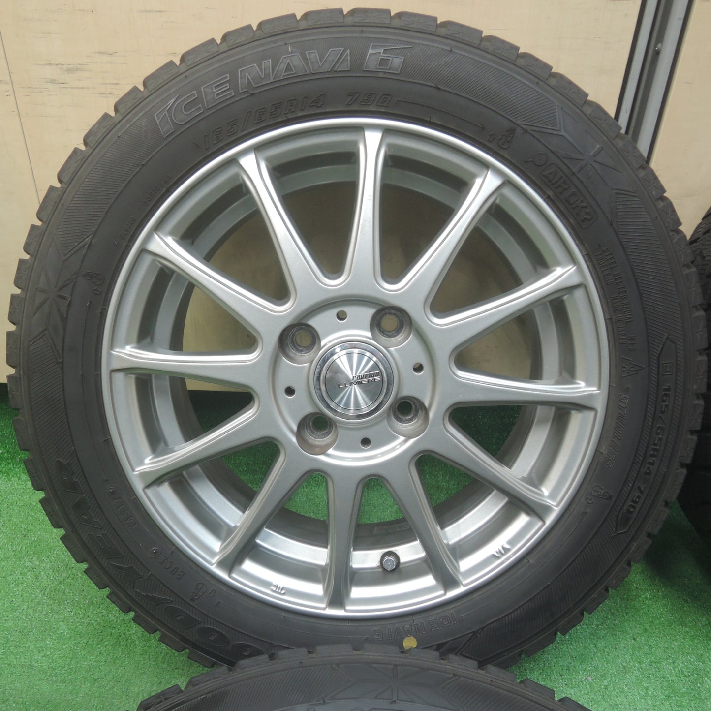 *送料無料*バリ溝！キレイ！9分★スタッドレス 165/65R14 グッドイヤー アイスナビ6 ravrion LUMIERE ラブリオン 14インチ PCD100/4H★4011906SYス