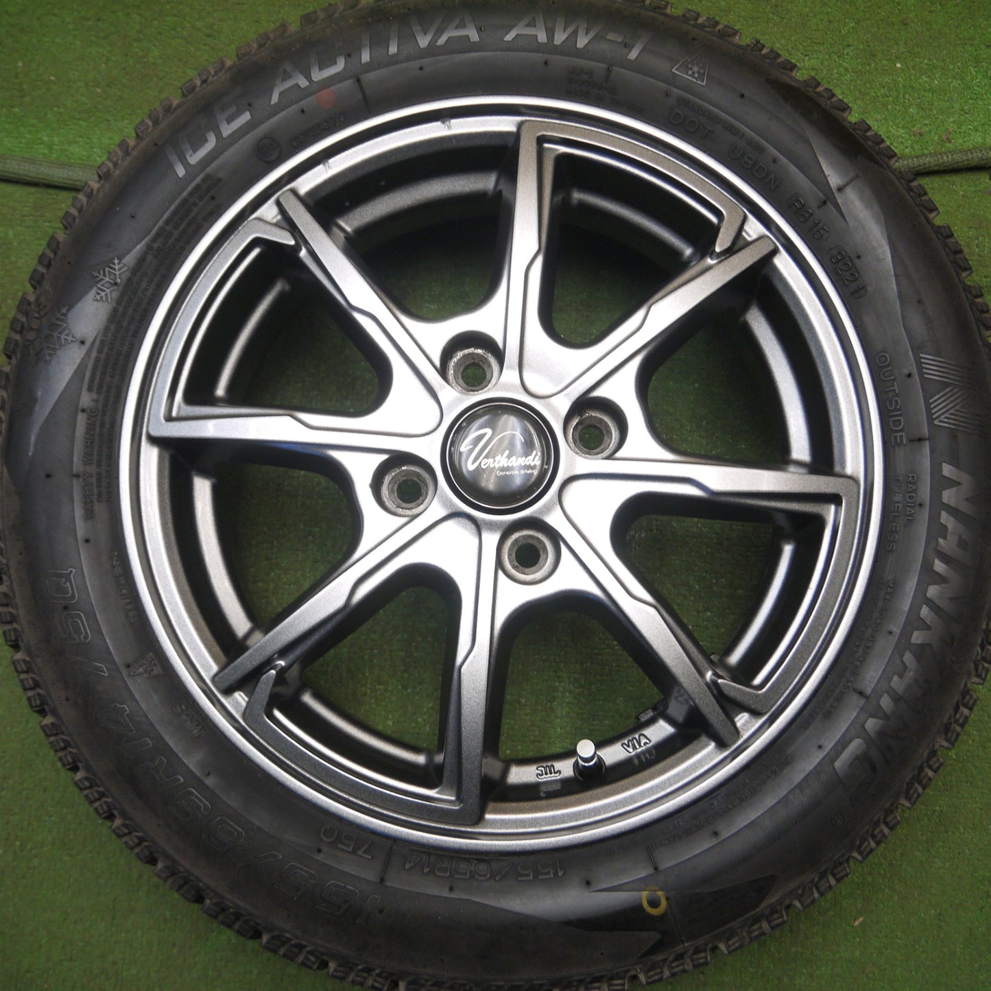 *送料無料* バリ溝！21年！キレイ！ほぼ10分★スタッドレス 155/65R14 ナンカン アイスアクティバ AW-1 Verthandi ヴェルザンディ 14インチ PCD100/4H★4022802Hス