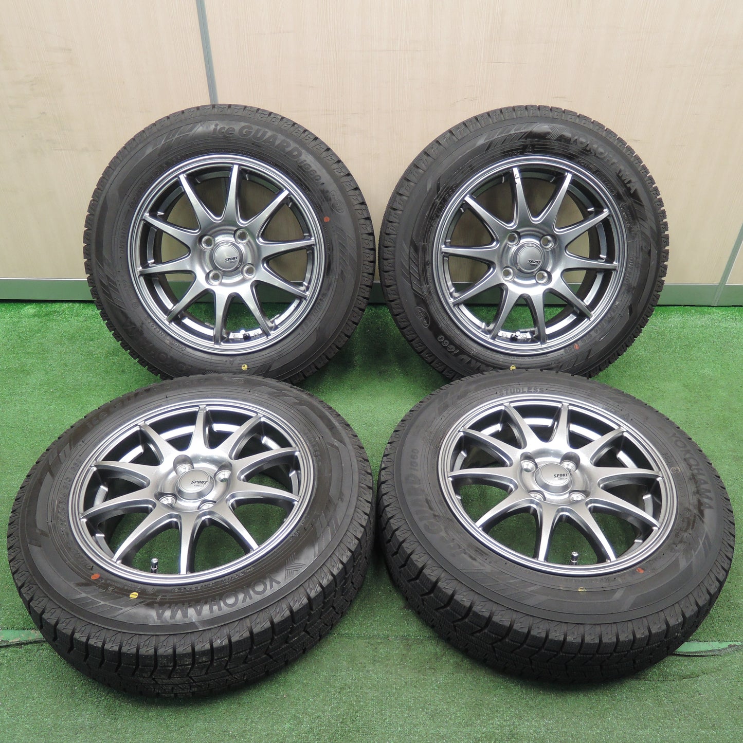 *送料無料*超バリ溝！22年！キレイ！ほぼ10分★スタッドレス 165/70R14 ヨコハマ アイスガード iG60 SPORT ABELIA 14インチ PCD100/4H★3113001NJス