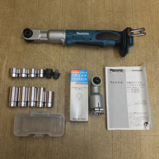 [送料無料]キレイ★マキタ makita 充電式アングルインパクトドライバ TL061D バッテリなし　ラチェットアタッチメント A-43119　他 付属品 セット★
