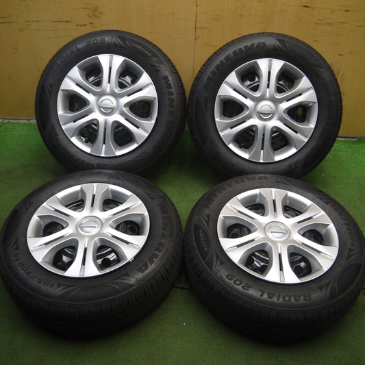 *送料無料* 超バリ溝!22年!綺麗!ほぼ10分★日産 ノート 純正 スチール 185/70R14 ミネルバ ラジアル 209 14インチ PCD100/4H★4030403Hノ
