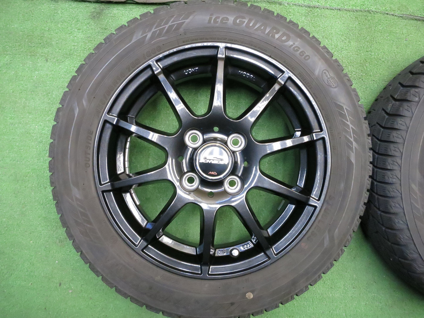 [送料無料]バリ溝！18年！綺麗！9分★スタッドレス 155/65R14 ヨコハマ アイスガード iG60 SCHNEIDER MiD シュナイダー マルカ 14インチ PCD100/4H★2121601Hス