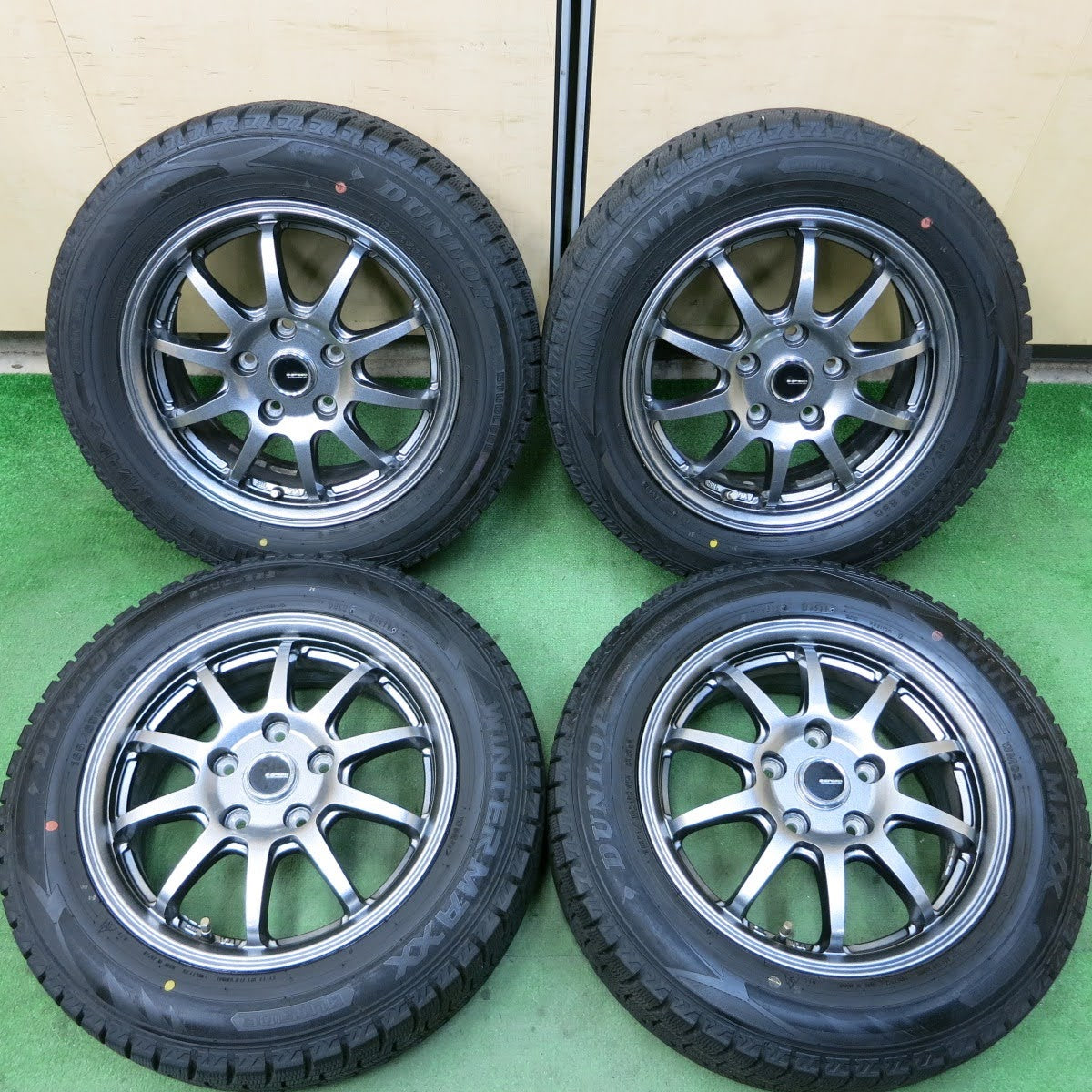 [送料無料]バリ溝！19年！キレイ！9.5分★スタッドレス 185/65R15 ダンロップ ウインターマックス WM02 G-SPEED Gスピード 15インチ PCD114.3/5H★3100909イス