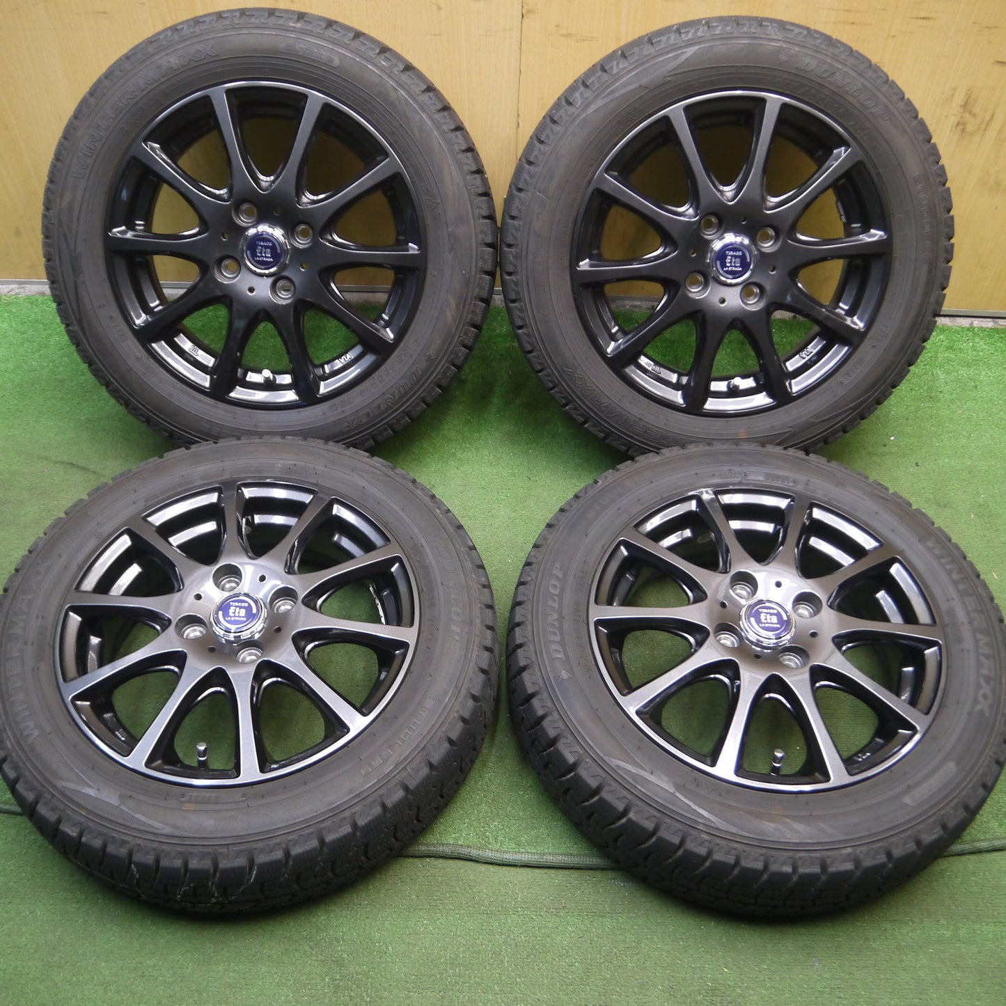 *送料無料*超バリ溝！21年！キレイ！9.5分以上★スタッドレス 155/65R14 ダンロップ ウインターマックス WM02 TIRADO Eta LA STRADA 14インチ PCD100/4H★4012208Hス