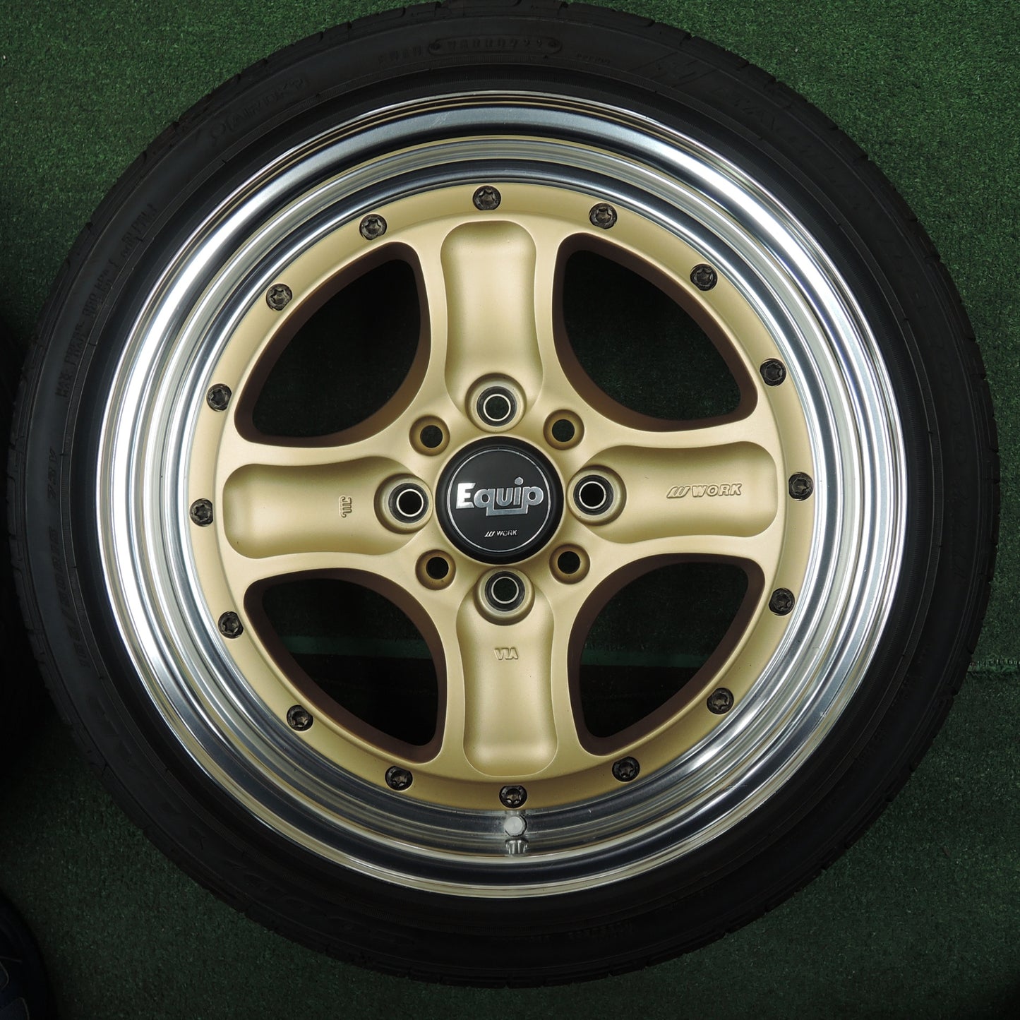 *送料無料* バリ溝！22年！キレイ！8.5分★WORK Equip EQ4/N 165/50R15 グッドイヤー イーグル LS2000 hybrid2 ワーク エクイップ PCD100/4H★4021607NJノ