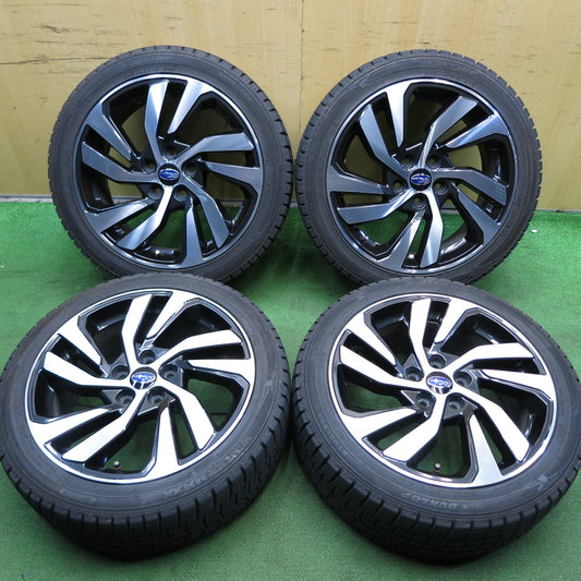 [送料無料]バリ溝！綺麗！9.5分★スバル VM系 レヴォーグ 純正 225/45R18 スタッドレス ダンロップ ウインターマックス WM02 18インチ PCD114.3/5H★3060609Hス