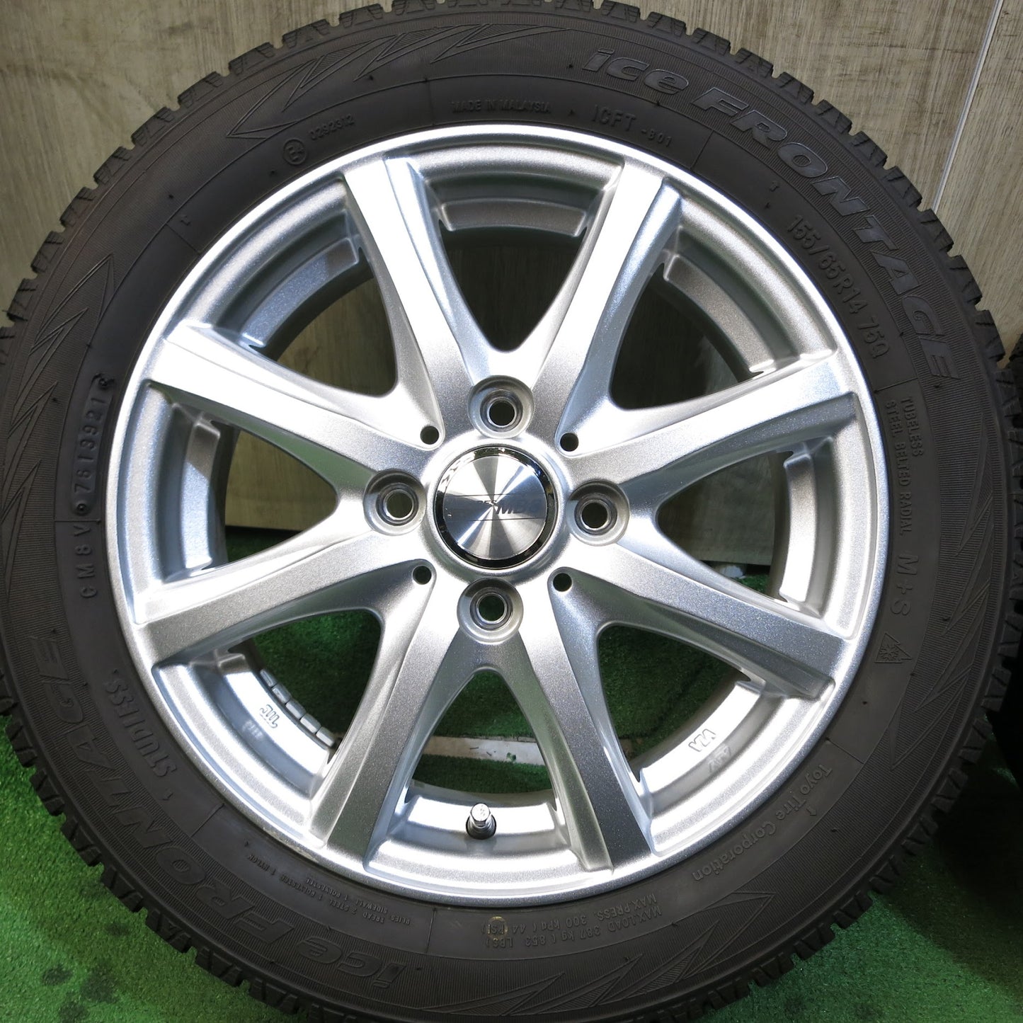 [送料無料]バリ溝！21年！キレイ！ほぼ10分★スタッドレス 155/65R14 iceFRONTAGE MACBES MB8 アイスフロンテージ マクベス 14インチ PCD100/4H★3061203Hス