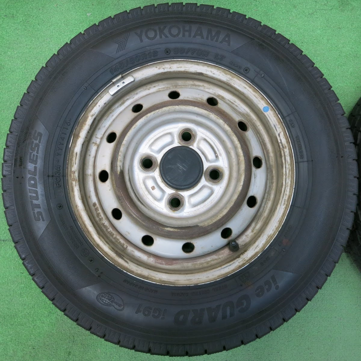 [送料無料]バリ溝！9.5分★スタッドレス 145/80R12 80/78N ヨコハマ アイスガード iG91 TOPY スチール ホイール 12インチ PCD100/4H★3072707イス