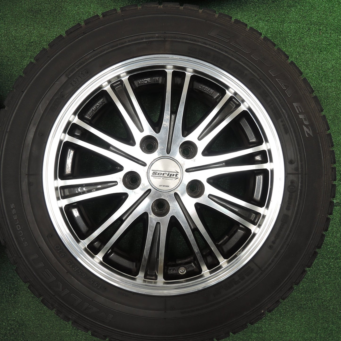 [送料無料]バリ溝！9.5分★WORK Script STEEZ STZ-SCRIPTT02/N 195/65R15 スタッドレス ファルケン エスピア EPZ 15インチ PCD114.3/5H ワーク★3112107TNス