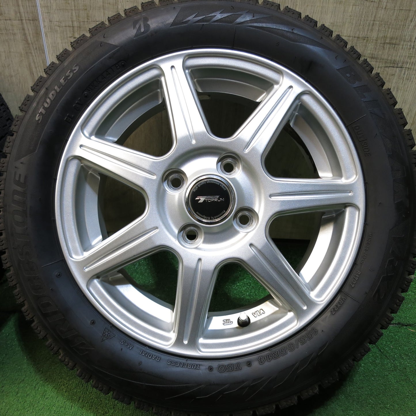 [送料無料]バリ溝！キレイ！9.5分★スタッドレス 155/65R14 ブリヂストン ブリザック VRX2 TOPRUN トップラン 14インチ PCD100/4H★3041009Hス