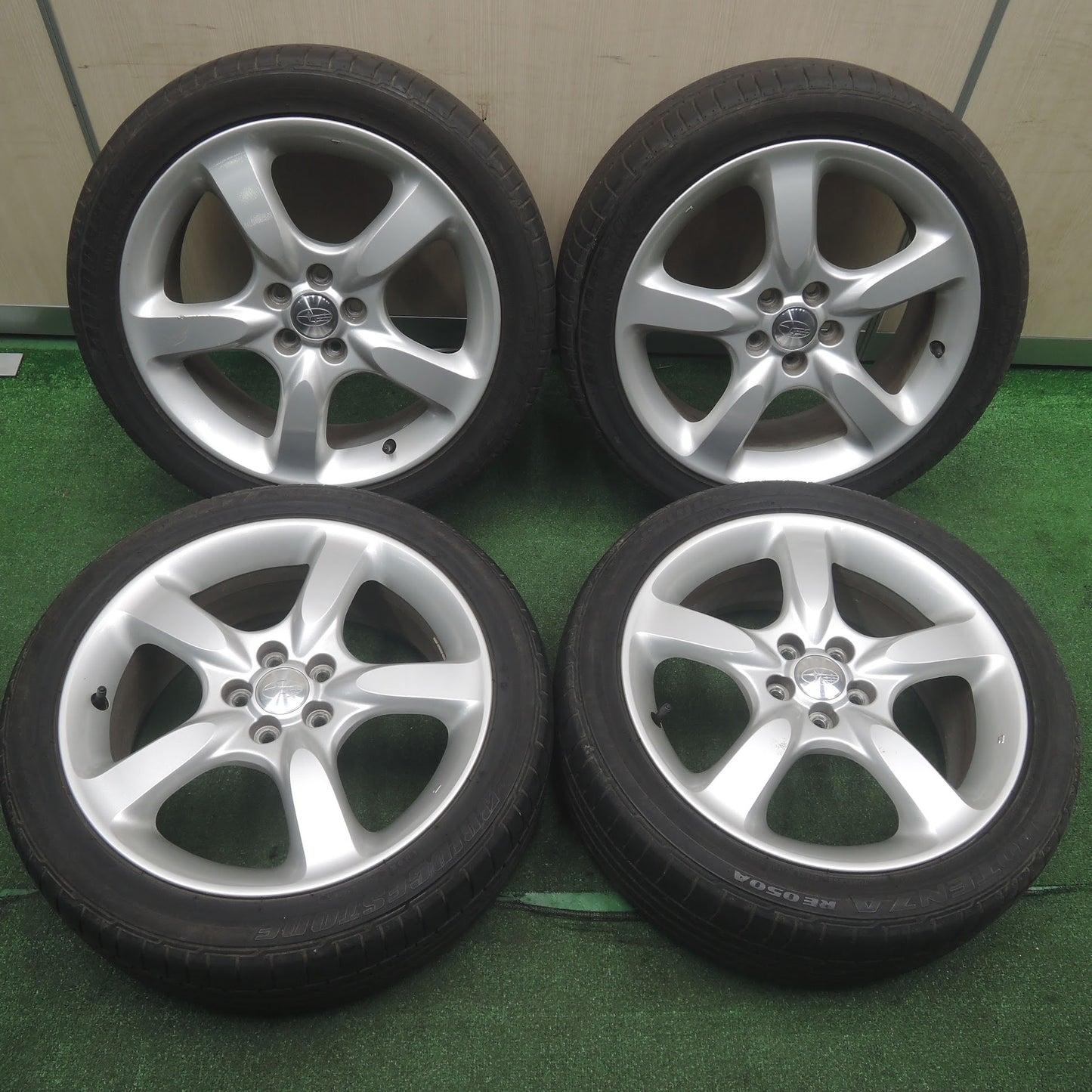 [送料無料]バリ溝！キレイ！9分★スバル レガシィ 純正 215/45R17 ブリヂストン ポテンザ RE050A 17インチ PCD100/5H★3110108SYノ