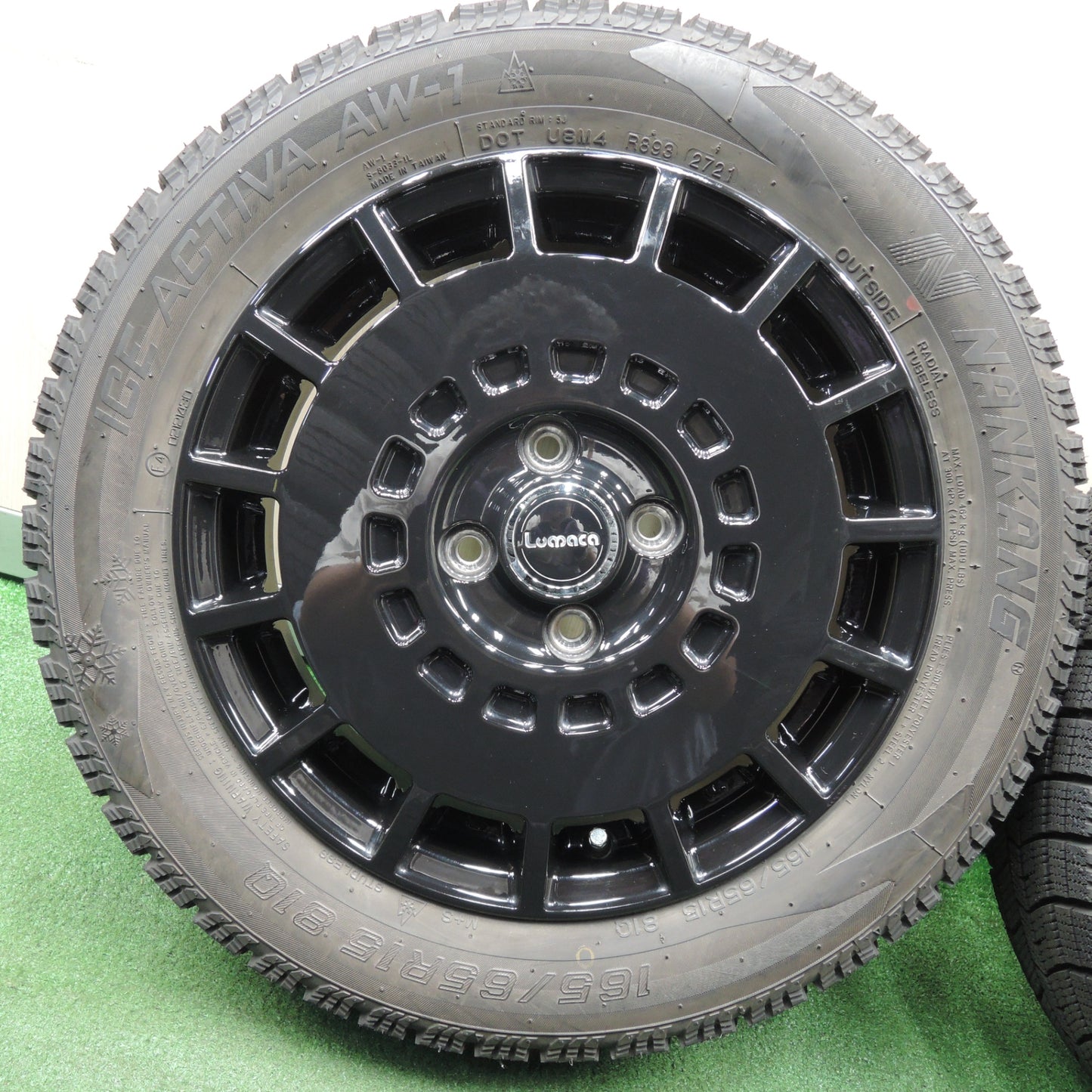 *送料無料* 超バリ溝！21年！綺麗！9.5分以上★スタッドレス Lumaca 165/65R15 ナンカン アイスアクティバ AW-1 ルマーカ 15インチ PCD100/4H★4022301NJス